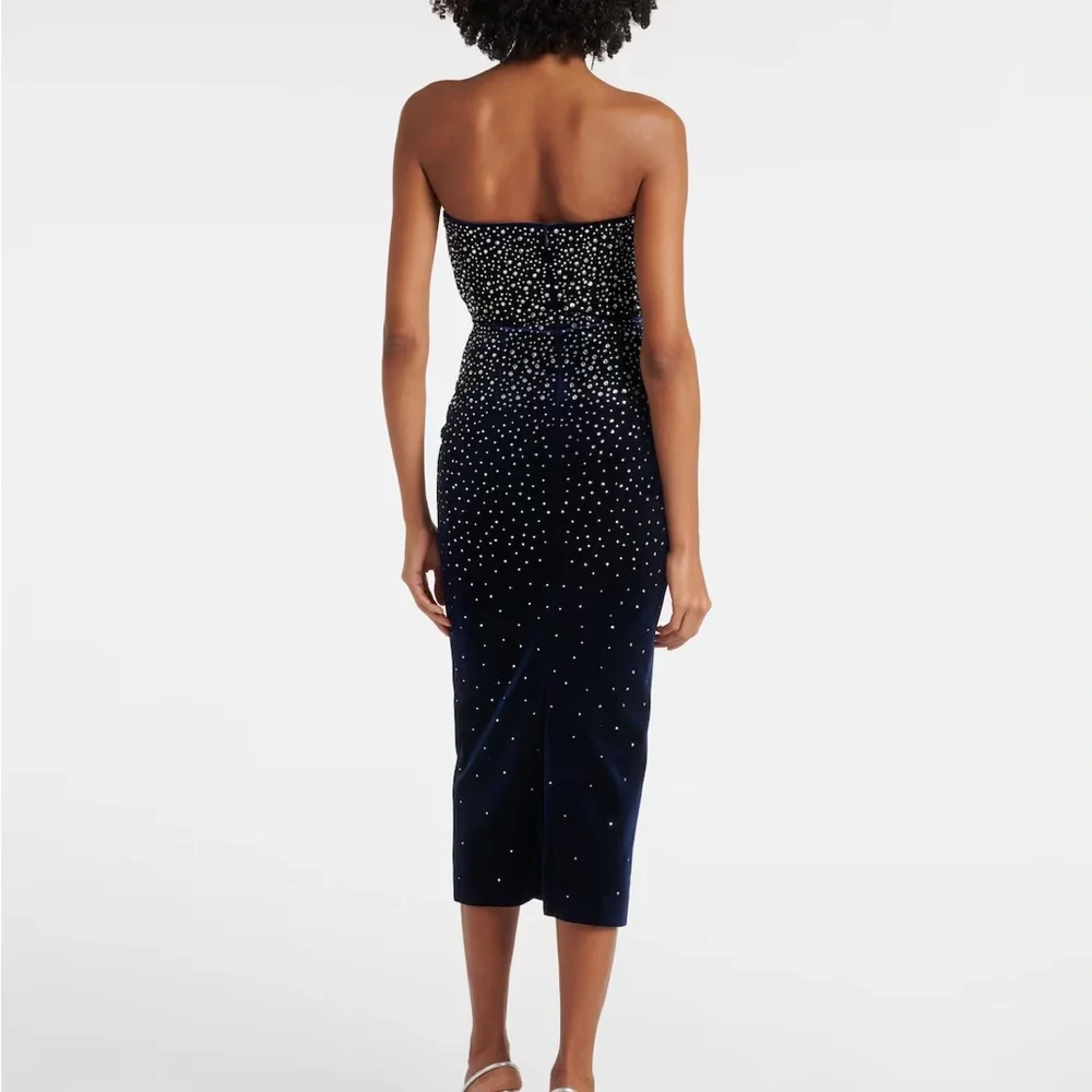 Alex Perry NWOT Crystal Velvet Midi Dress in Midnight - Picture 5 of 7